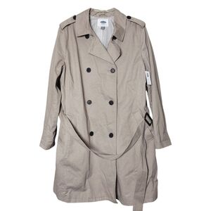 Old Navy Classic Beige/Tan Trench Coat Jacket W/Belt & Pockets Size XL